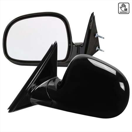 Spec-D Tuning MANUAL SIDE MIRROR GLOSSY BLACK, 2PK RMV-S1094-M-FS